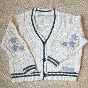 Taylor Swift Folklore White Cable Knit Cardigan with Star Accents YS/YM